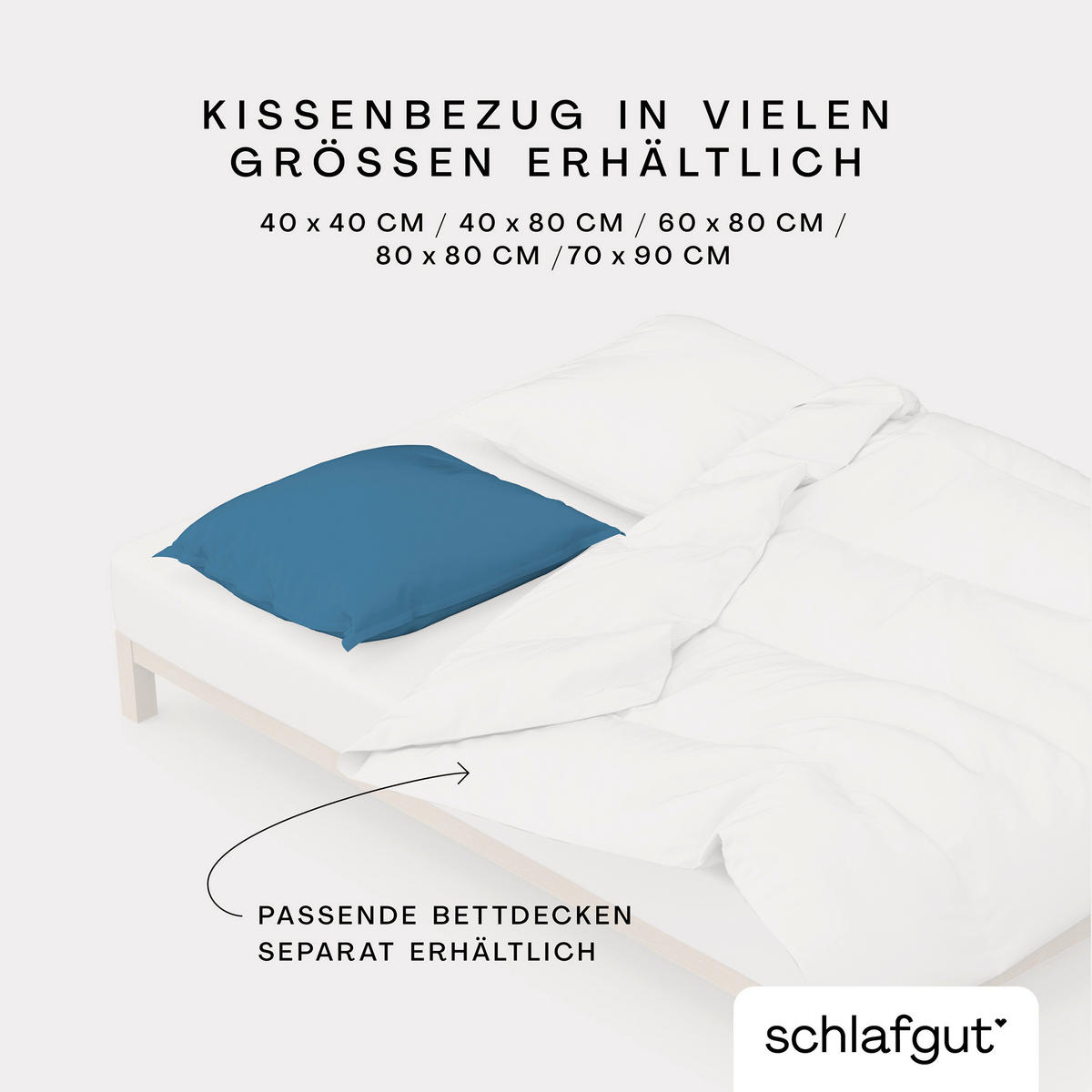 KISSENHÜLLE WOVEN SATIN 40/40 cm  - Blau, Basics, Textil (40/40cm) - Schlafgut