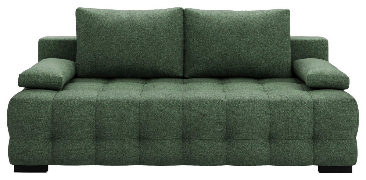 SCHLAFSOFA Jensen  mit Stoffauswahl, Schlafen auf Sitzhöhe, Rücken echt Struktur Grün  - Schwarz/Grün, KONVENTIONELL, Kunststoff/Textil (209/96/100cm) - Stylife