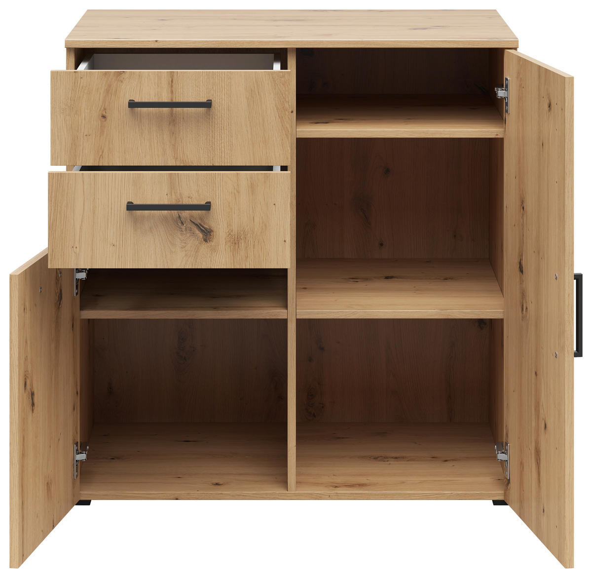 KOMODA, dub artisan, 80/83/52 cm - černá/antracitová, Moderní, kompozitní dřevo/plast (80/83/52cm) - Carryhome