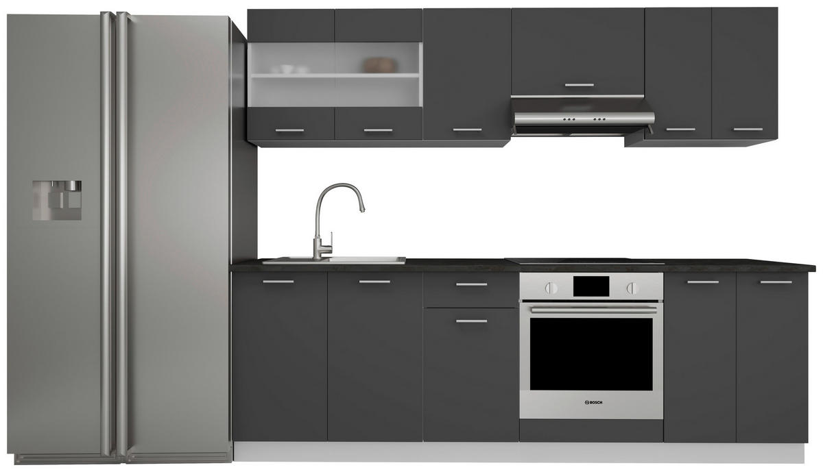 MODULKÖK UTAN VITVAROR 240 cm   i antracit, vit  - vit/aluminiumfärg, Klassisk, metall/trämaterial (240cm) - MID.YOU