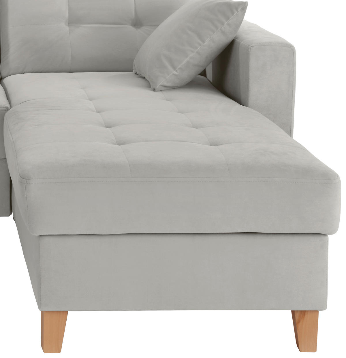 HÖRNSOFFA i sammet ljusgrå  - ljusgrå/naturfärgad, Design, trä/textil (231/160cm) - Livetastic