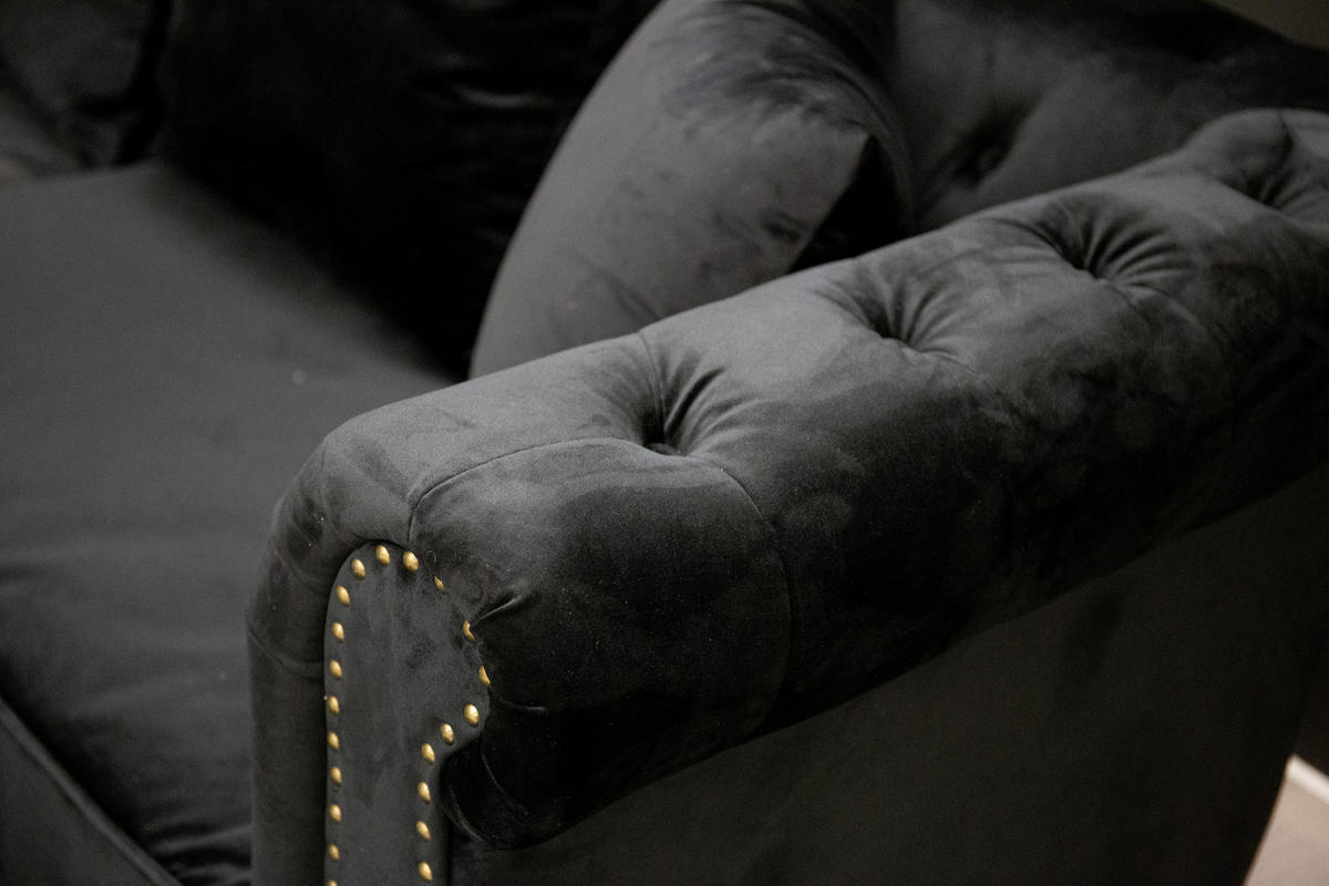 CHESTERFIELD-SOFA Schwarz  - Schwarz, Design, Textil (217/80/88cm) - Livetastic