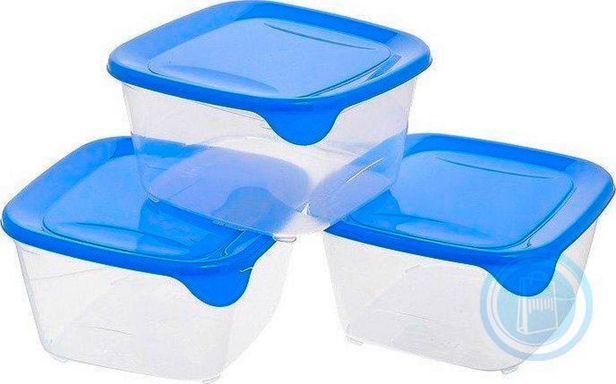 SET POSOD ZA SHRANJEVANJE     15/15/11,5 cm         - modra/prozorno, Basics, umetna masa (15/15/11,5cm) - Curver