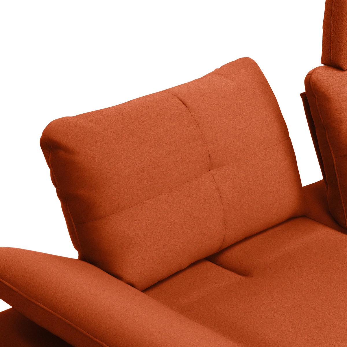 ECKSOFA in Webstoff Terracotta  - Terracotta/Schwarz, Design, Textil/Metall (301/179cm) - Chilliano