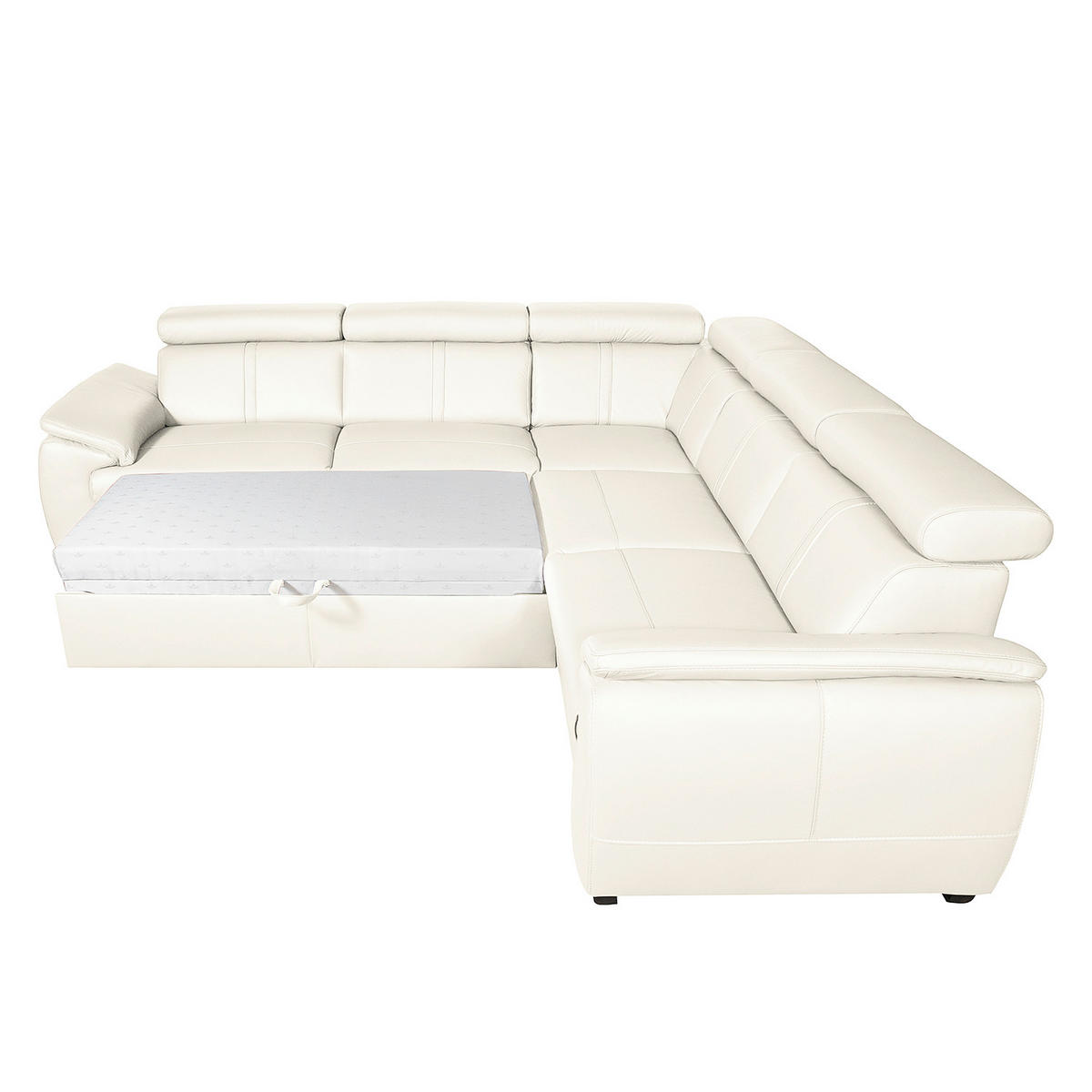 ECKSOFA Weiß Echtleder  - Schwarz/Weiß, Design, Leder/Holz (265/265cm) - Livetastic