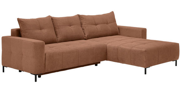 ECKSOFA  in Webstoff Dunkelorange  - Dunkelorange/Schwarz, KONVENTIONELL, Textil/Metall (292/192cm) - Carryhome