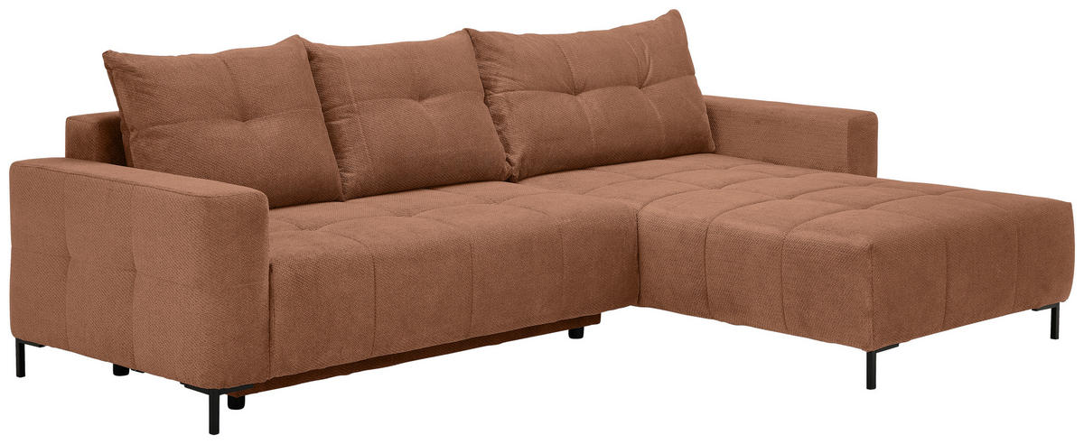 ECKSOFA Dunkelorange Webstoff  - Dunkelorange/Schwarz, KONVENTIONELL, Textil/Metall (292/192cm) - Carryhome