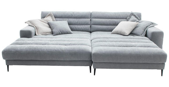 ECKSOFA in Flachgewebe Hellblau  - Schwarz/Hellblau, Design, Textil/Metall (207/296cm) - Dieter Knoll