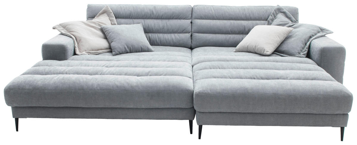 ECKSOFA Hellblau Flachgewebe  - Schwarz/Hellblau, Design, Textil/Metall (207/296cm) - Dieter Knoll