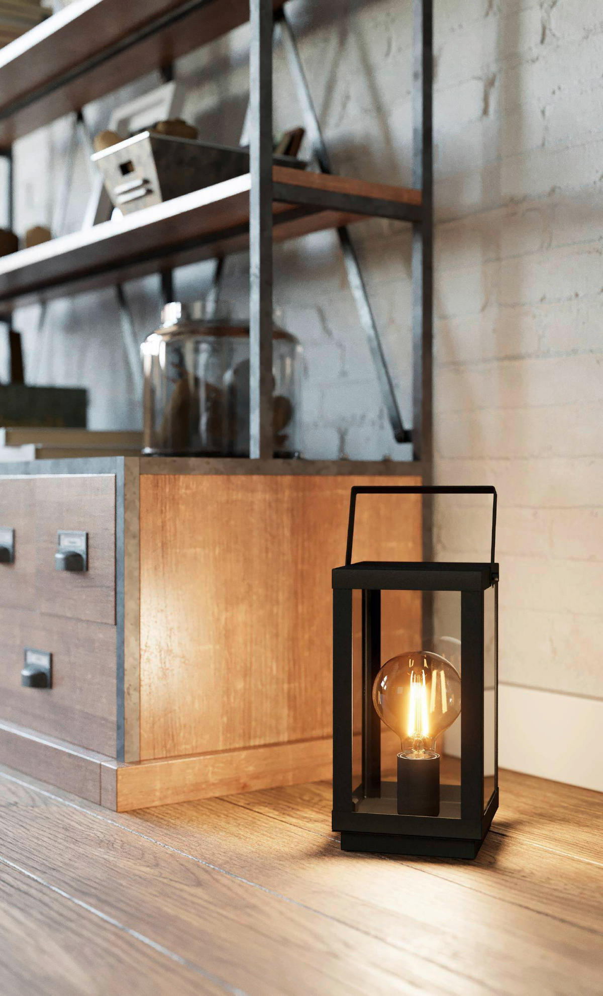 TISCHLEUCHTE 16,5/15/37 cm   - Klar/Schwarz, KONVENTIONELL, Glas/Metall (16,5/15/37cm) - Eglo