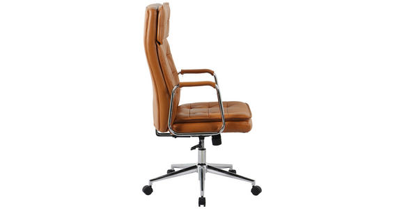 CHEFSESSEL Lederlook Chromfarben, Cognac  - Chromfarben/Cognac, KONVENTIONELL, Leder/Kunststoff (63,5/113/120,5/65,5cm) - Novel