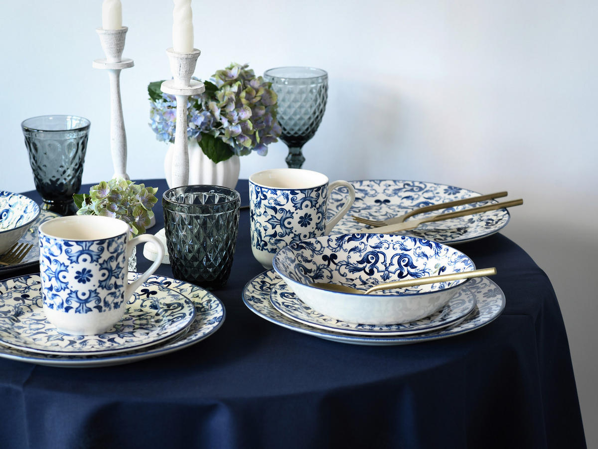 KOMBISERVICE Fresco 16-teilig  - Blau/Weiß, Basics, Keramik (33/32/31cm) - Creatable