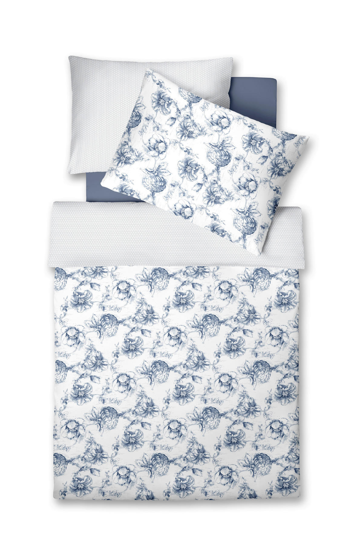 ÁGYNEMŰHUZAT-GARNITÚRA 220/200 cm  - sötétkék/pasztellkék, Basics, textil (220/200cm) - Fleuresse