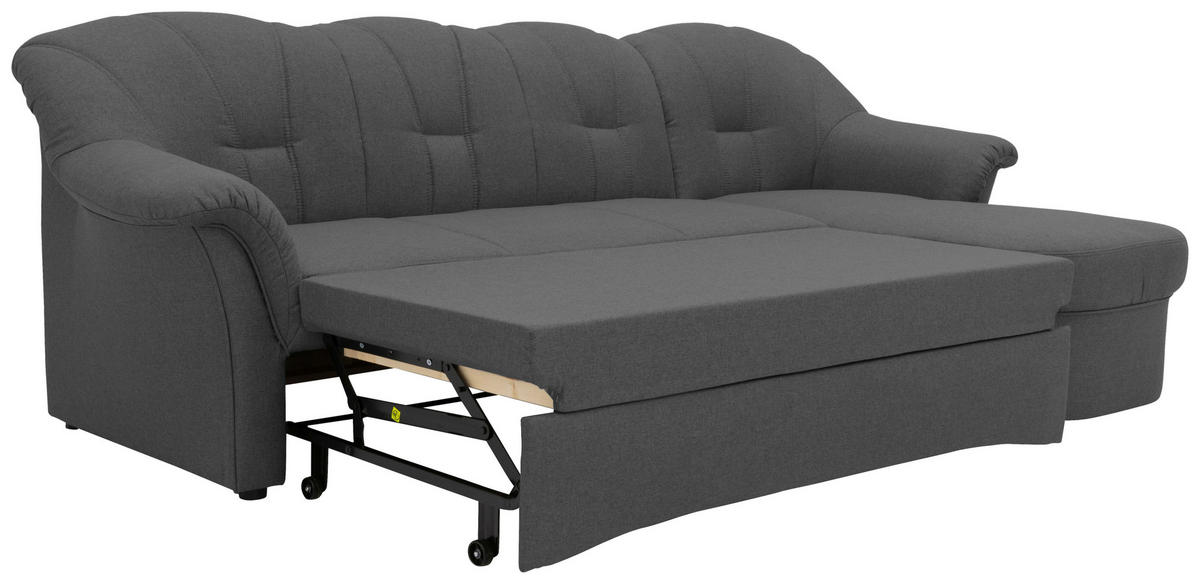 ECKSCHLAFSOFA in Webstoff Grau  - Schwarz/Grau, KONVENTIONELL, Kunststoff/Textil (233/142cm) - MID.YOU