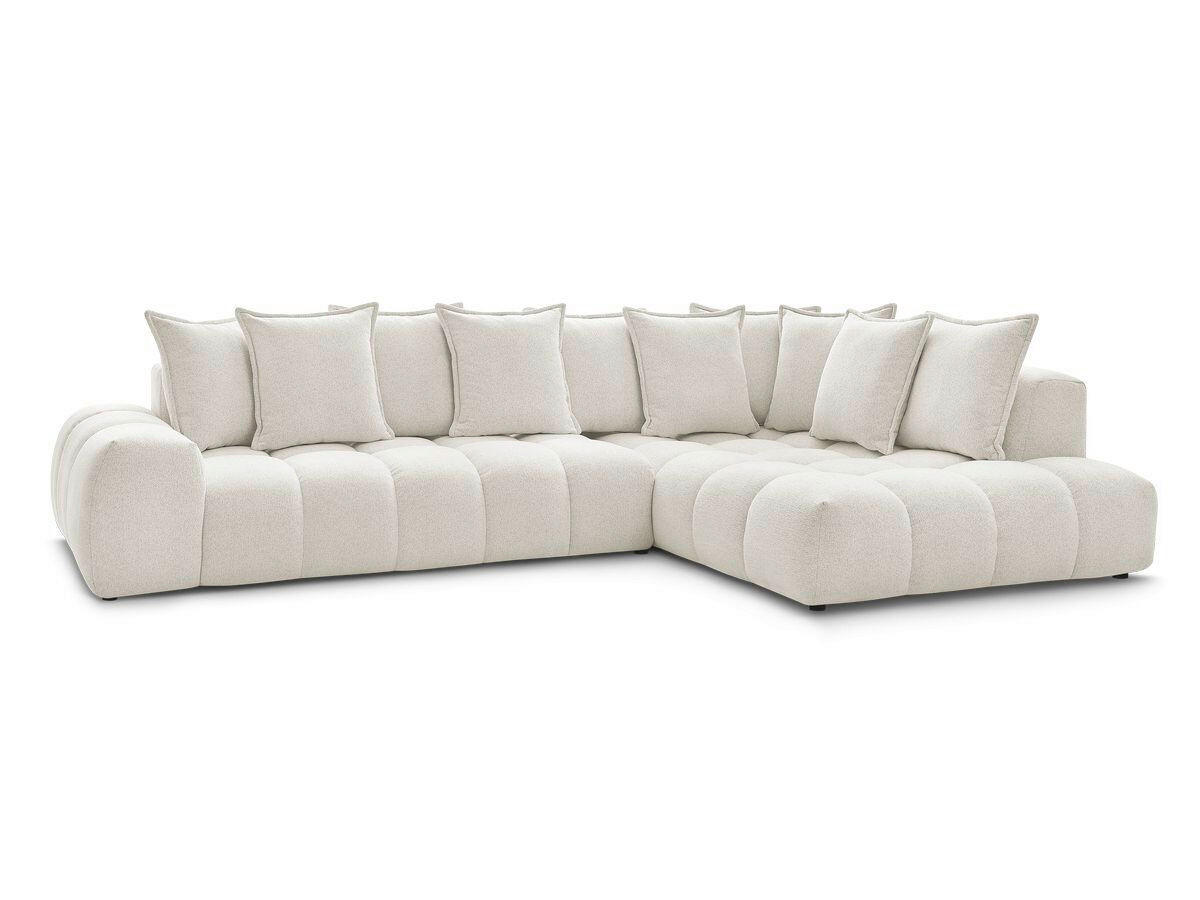 ECKSOFA Ottomane rechts  EVEREST Weiß Flachgewebe  - Schwarz/Weiß, MODERN, Kunststoff/Textil (352/210cm) - Livetastic