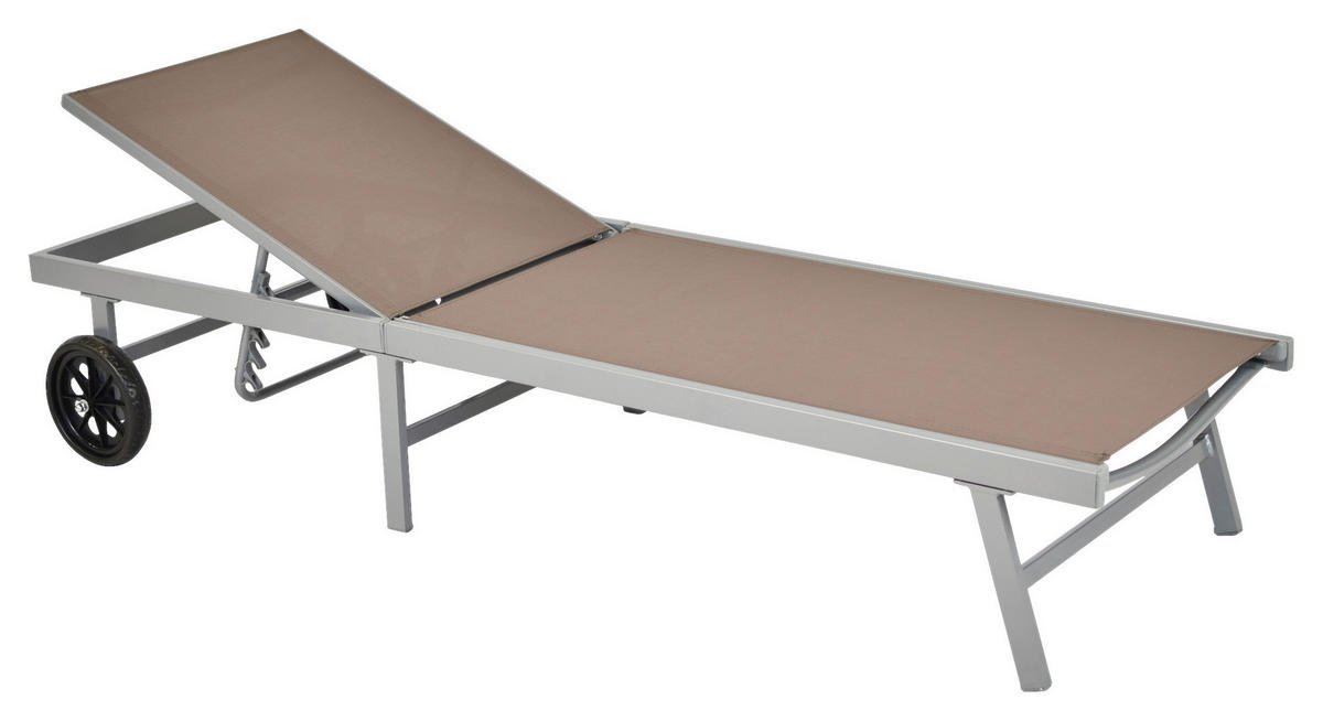 ZAHRADNÍ LEHÁTKO kov, plast - barvy stříbra/šedohnědá, Moderní, kov/plast (201/98/65cm) - Gardenson
