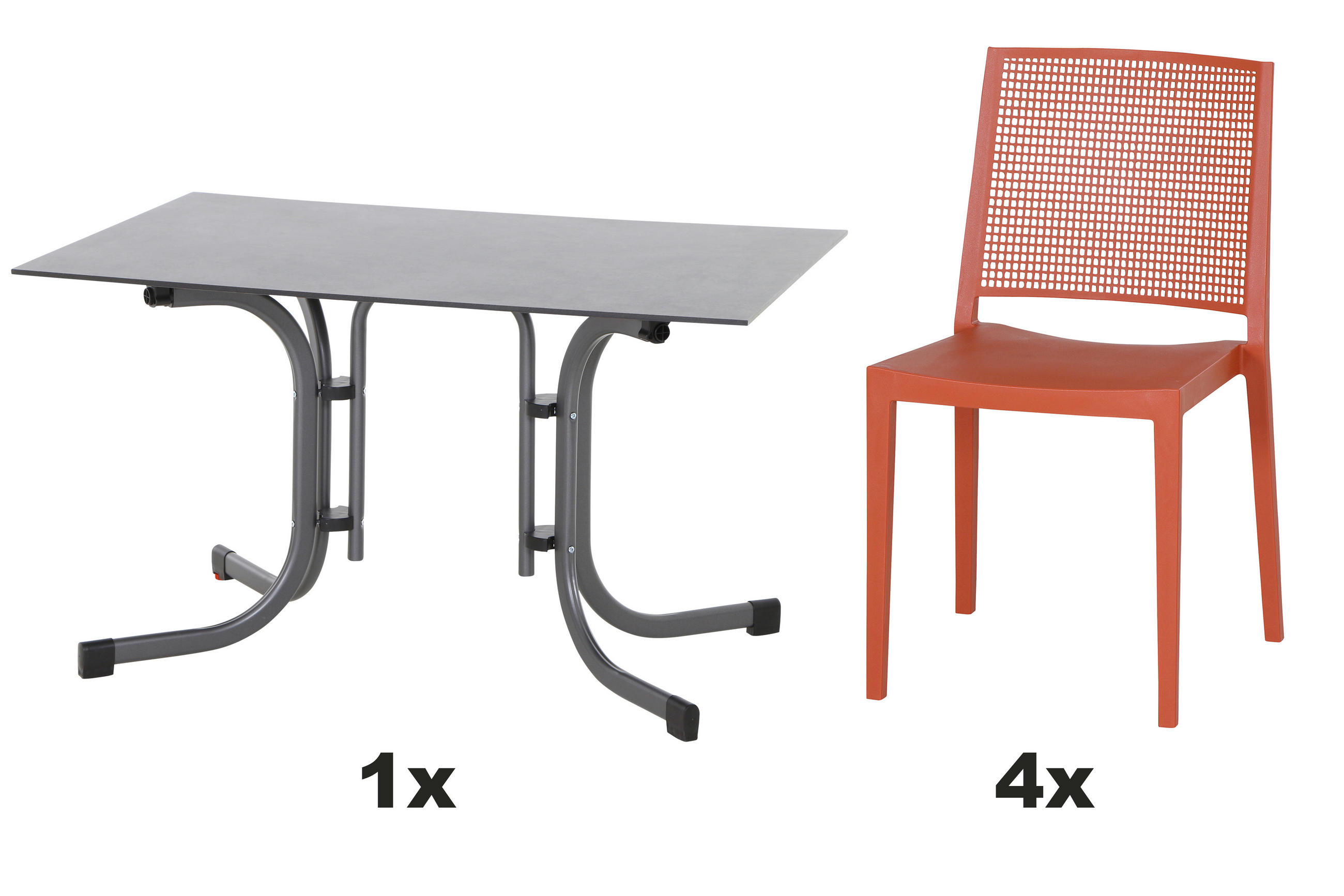 GARTENGARNITUR 5-teilig Stahl  - Rot, Basics, Kunststoff/Metall (80/80/120cm) - Siena Garden