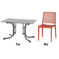 GARTENGARNITUR 5-teilig Stahl  - Rot, Basics, Kunststoff/Metall (80/80/120cm) - Siena Garden