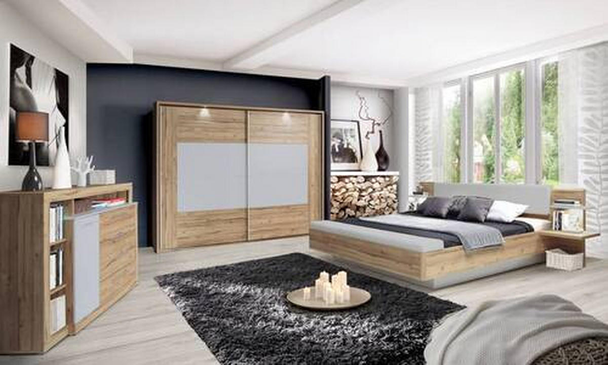 BETTANLAGE 180/200 cm  in Grau, Eiche Artisan   - Eiche Artisan/Grau, Konventionell, Holzwerkstoff/Textil (180/200cm) - Ti'me