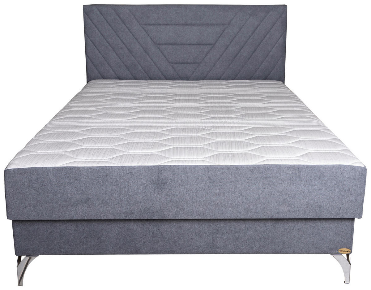 KÁRPITOZOTT ÁGY 160/200 cm  szürke  - ezüstszínű/szürke, Basics, textil/fém (160/200cm) - Cardo