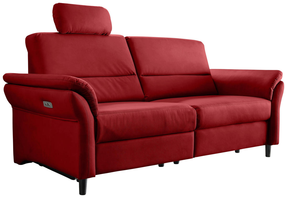3-SITZER-SOFA Lederlook Rot  - Rot/Schwarz, MODERN, Holz/Textil (192/90/89cm) - Livetastic