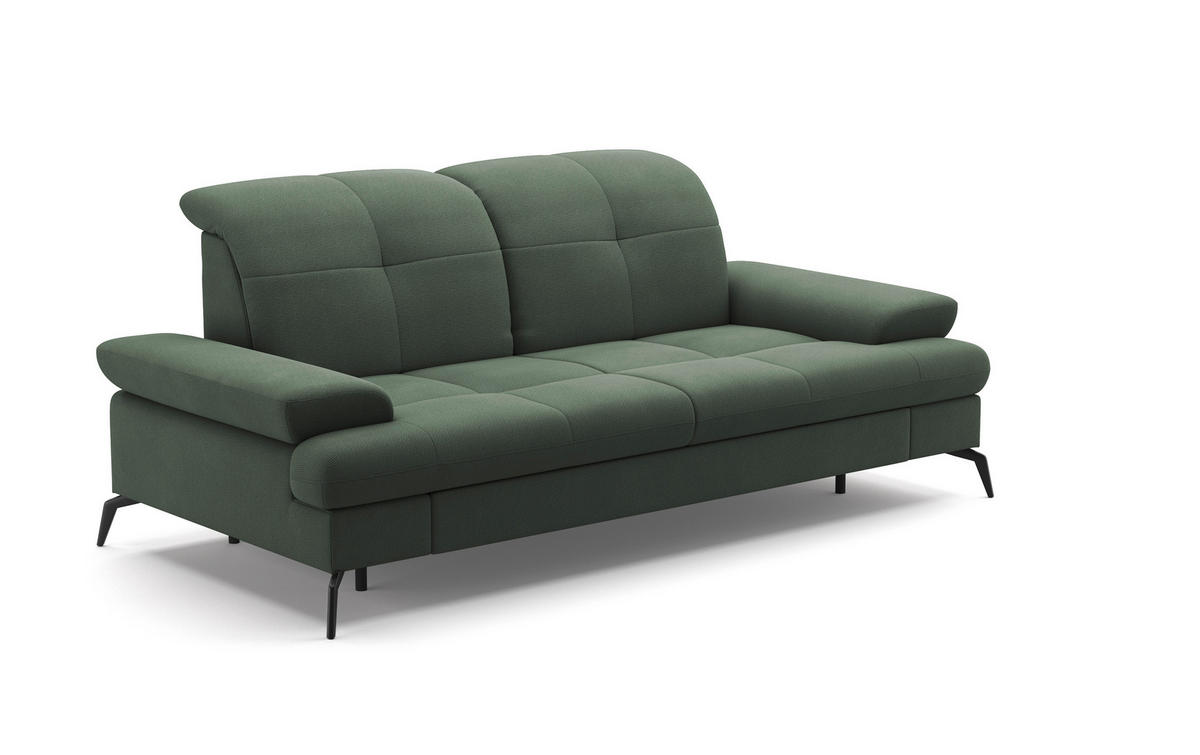 3-SITZER-SOFA in Flachgewebe Grün  - Schwarz/Grün, Konventionell, Textil/Metall (212/90/122cm) - Sit & More
