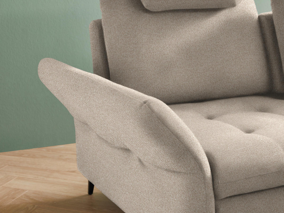 ECKSOFA in Bouclé Beige  - Beige/Schwarz, Natur, Textil/Metall (288/233cm) - Valnatura