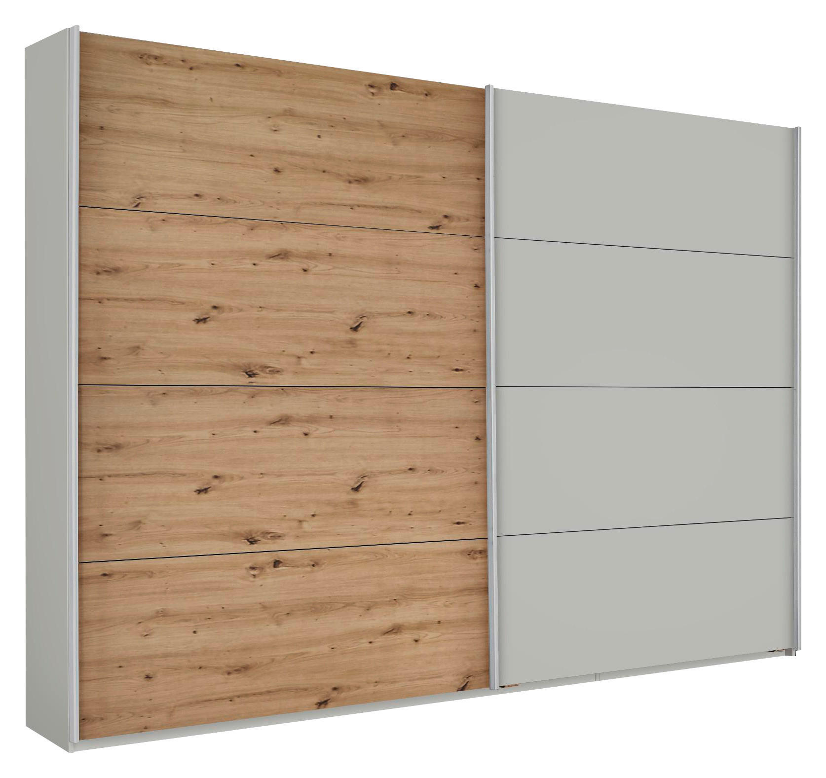 Schwebetürenschrank 271 cm Feldkirch, Grau/Eiche