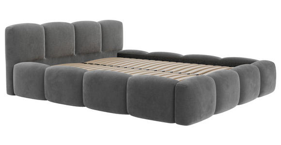 POLSTERBETT Lattenrost, Bettkasten Dunkelgrau 140/200 cm - Dunkelgrau/Schwarz, Design, Holz/Textil (140/200cm) - Carryhome