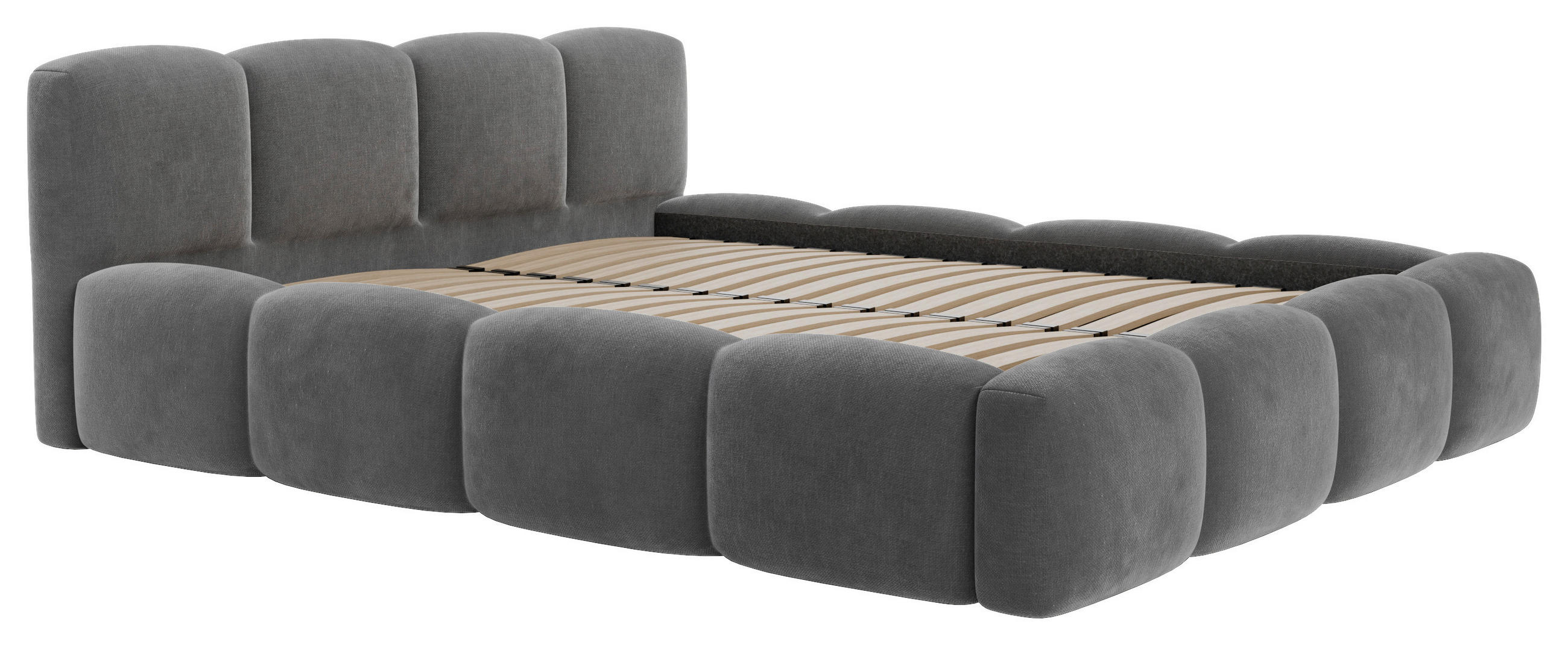 POLSTERBETT {item.attr('349-543')[ ]}{item.attr('X-DIMENSION'),[ ]} in Dunkelgrau  - Dunkelgrau/Schwarz, Design, Holz/Textil (180/200cm) - Boxxx