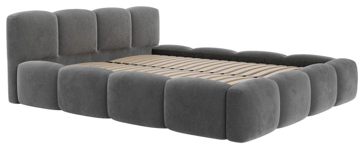 POLSTERBETT Cloudy Bettkasten, Lattenrost 200/200 cm  in Dunkelgrau  - Dunkelgrau/Schwarz, Design, Holz/Textil (200/200cm) - Boxxx