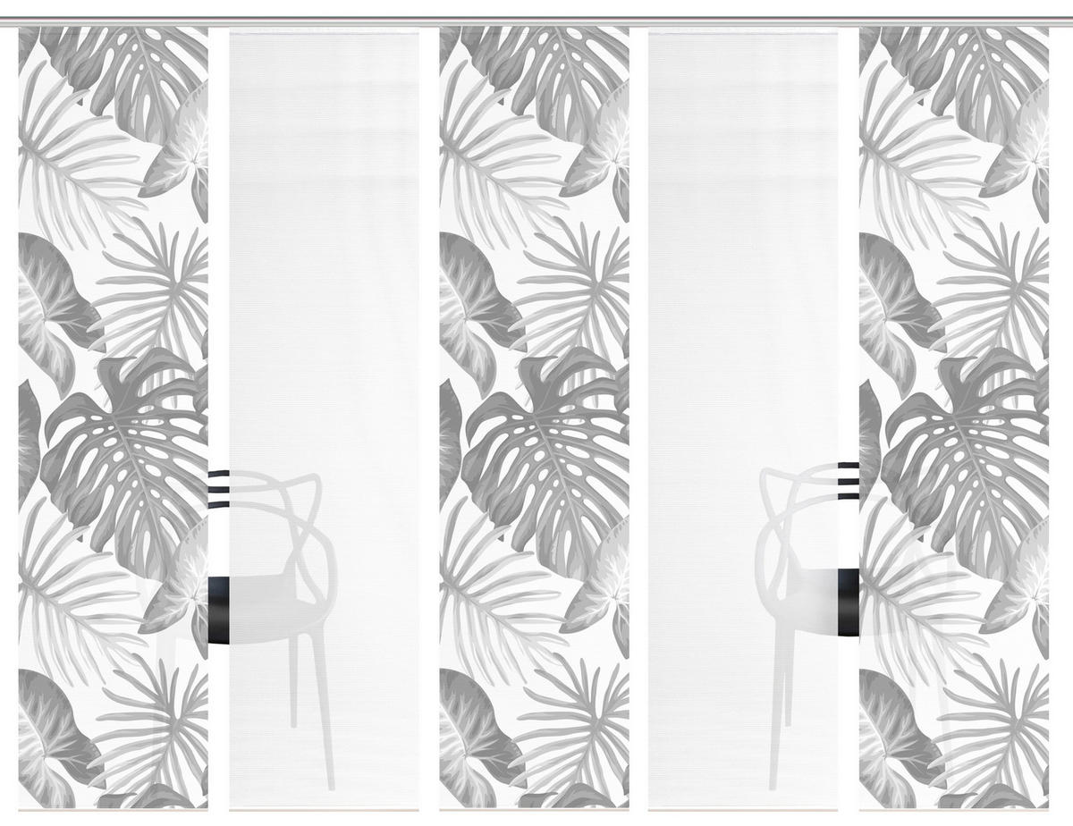 FLÄCHENVORHANG  5 Stück  blickdicht  60/260 cm   - Weiß/Grau, Natur, Textil (60/260cm)