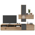 WOHNWAND  in Anthrazit, Eichefarben  265/205/50 cm  - Eichefarben/Anthrazit, Design, Glas/Holz (265/205/50cm) - Waldwelt
