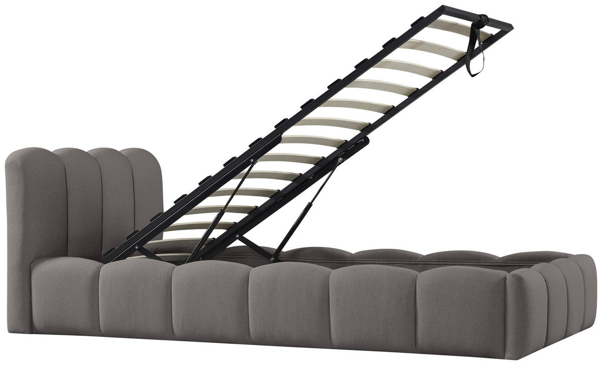 POLSTERBETT Lattenrost, Bettkasten Grau  - Schwarz/Grau, MODERN, Holz/Kunststoff (90/200cm) - Livetastic