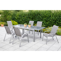 GARTENSET 7-teilig  - Silberfarben/Braun, MODERN, Textil/Metall - Gardenson