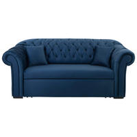 SCHLAFSOFA in Velours Dunkelblau  - Schwarz/Dunkelblau, Design, Holz/Textil (213/86/99cm) - MID.YOU