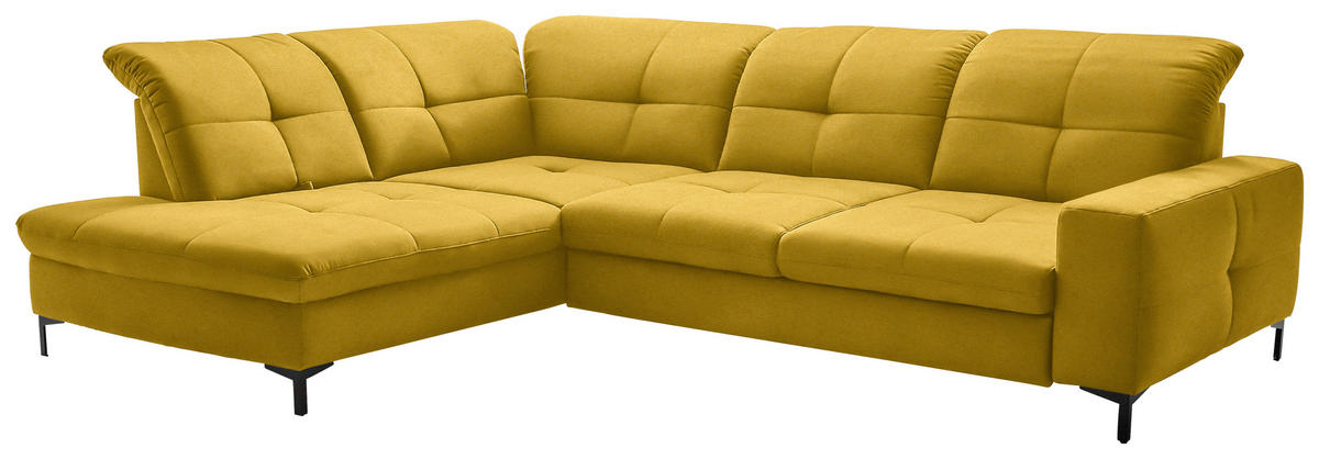 ECKSOFA in Chenille Currygelb  240/308 cm  - Currygelb/Schwarz, Design, Textil/Metall (240/308cm) - Xora