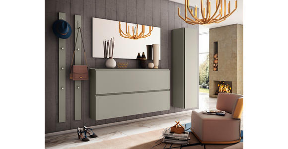 GARDEROBE 4-teilig  in 200/185/22 cm  - Taupe, Design, Glas/Holzwerkstoff (200/185/22cm) - Moderano