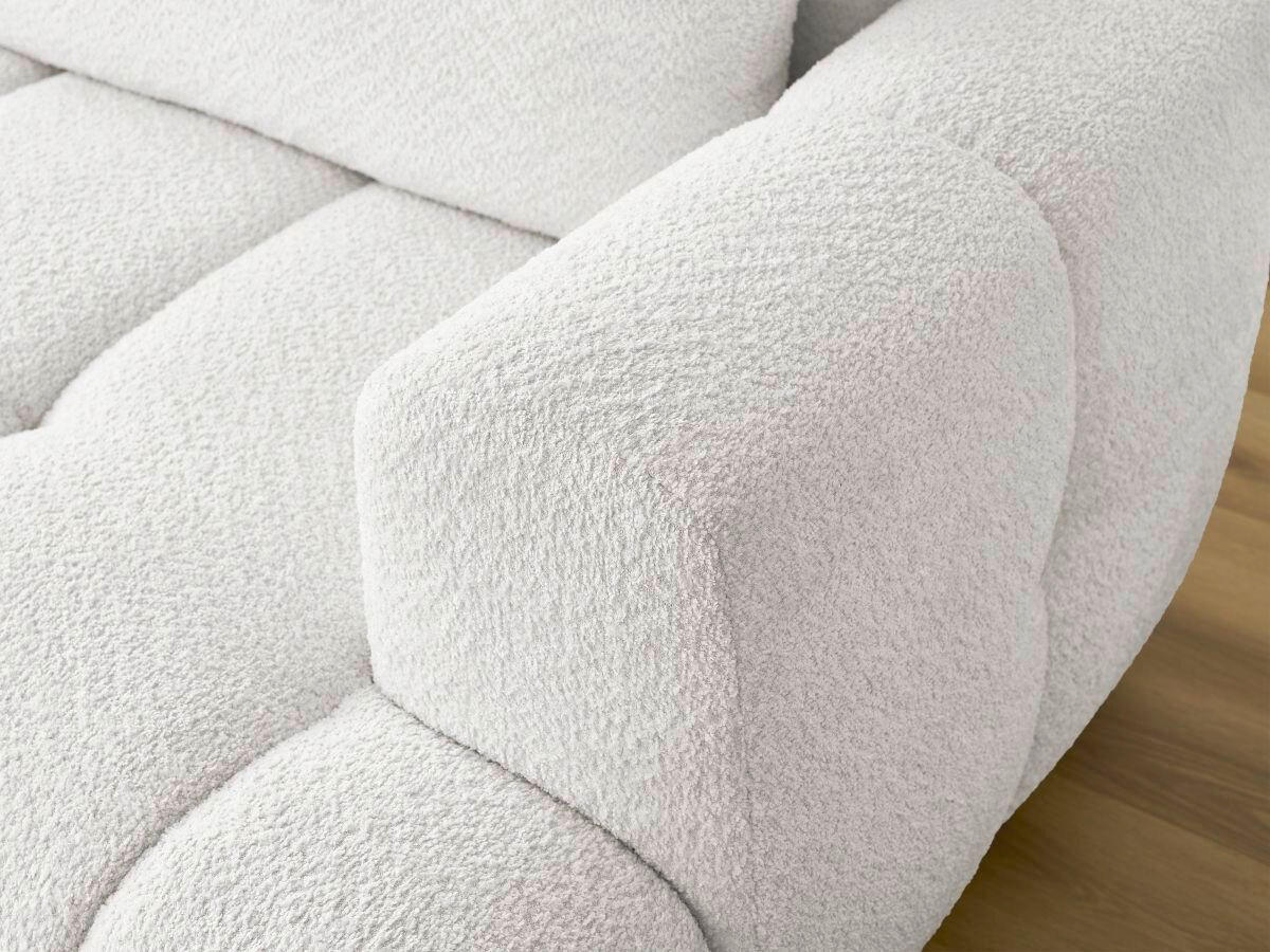 ECKSCHLAFSOFA FUJI Bouclé Weiß  inkl.  - Schwarz/Weiß, MODERN, Kunststoff/Textil (292/160cm)