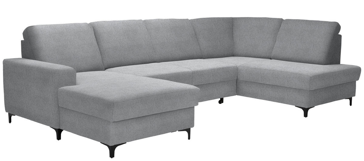 WOHNLANDSCHAFT Silberfarben Webstoff  - Silberfarben/Schwarz, KONVENTIONELL, Textil/Metall (167/317/185cm) - Stylife