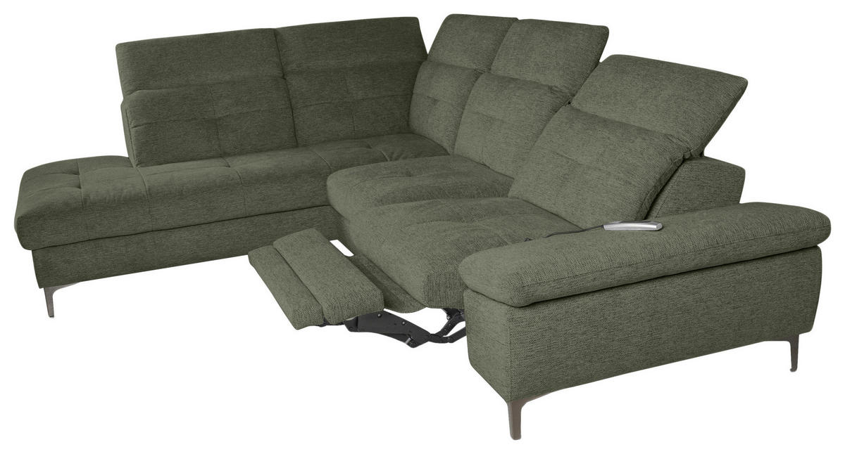 ECKSOFA Dunkelgrün Webstoff  - Dunkelgrün/Schwarz, KONVENTIONELL, Textil/Metall (225/288cm) - Carryhome
