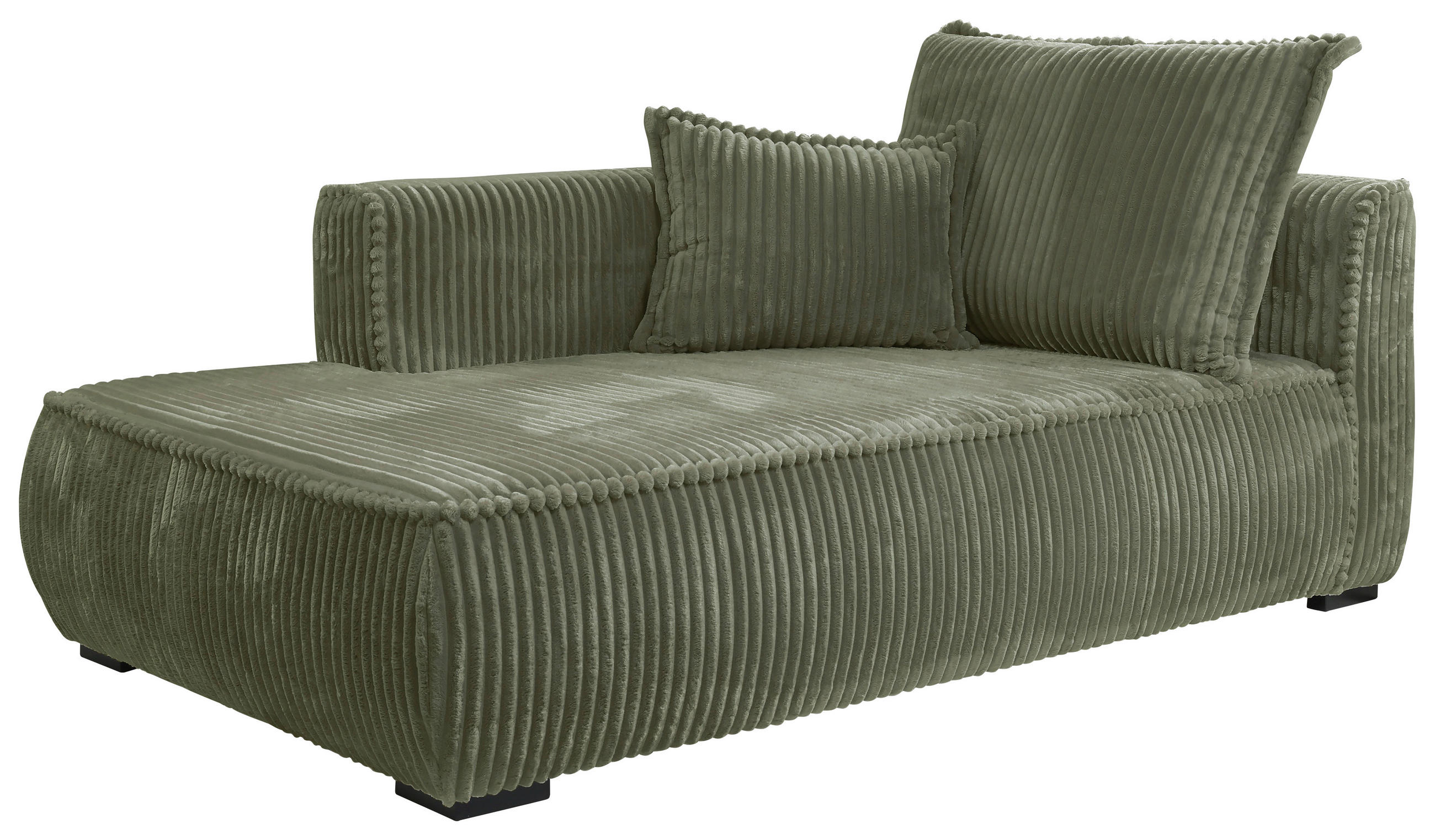 RÉCAMIERE in Cord Grün  - Schwarz/Grün, Design, Holz/Textil (207/75/121cm) - MID.YOU