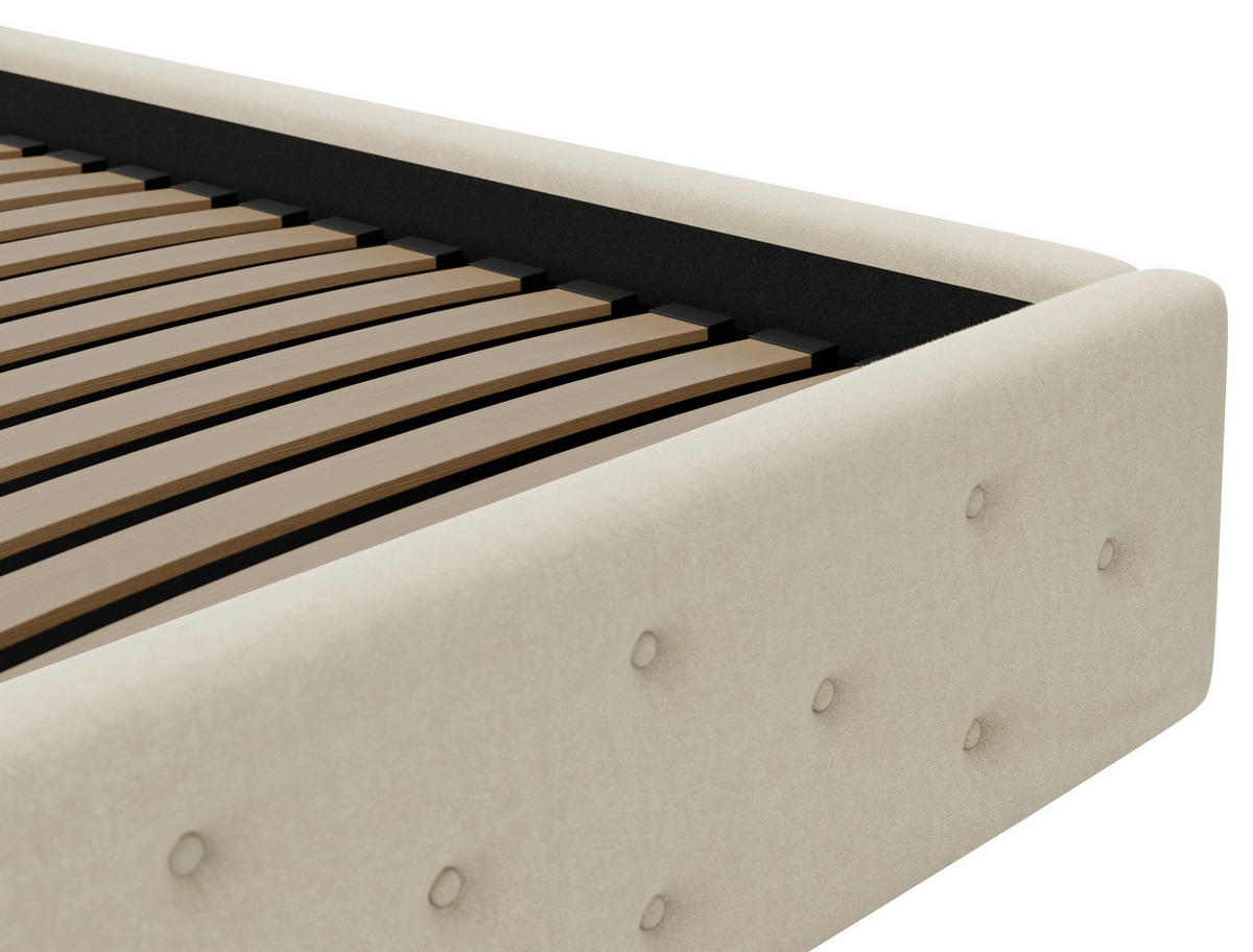 POLSTERBETT 140/200 cm,  in Beige, Lattenrost, Bettkasten,  - Beige/Schwarz, Design, Holz/Textil (140/200cm) - Chameo