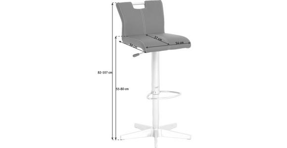 BARHOCKER in Metall, Leder Grau, Edelstahlfarben - Edelstahlfarben/Weiß, Design, Leder/Metall (54/111,5/54cm) - Dieter Knoll