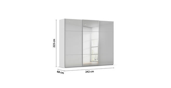 SCHWEBETÜRENSCHRANK 242/223/68 cm 3-türig Grau - Alufarben/Grau, KONVENTIONELL, Glas/Holzwerkstoff (242/223/68cm) - Novel