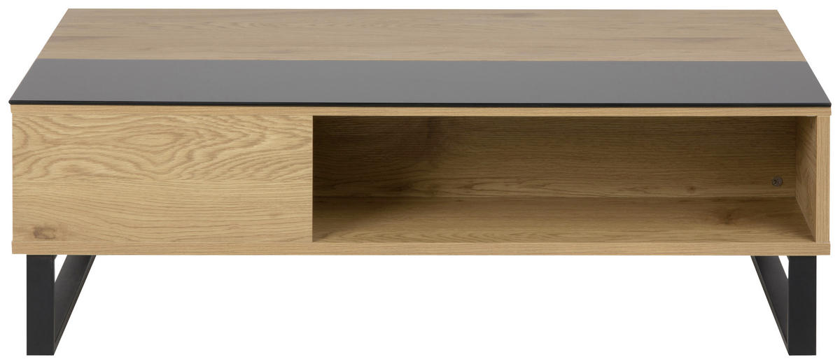 DOHÁNYZÓASZTAL fém, Üveg, faalapú anyag 110/60/35 cm   - fekete/tölgyfa, Design, faalapú anyag/Üveg (110/60/35cm) - Livetastic