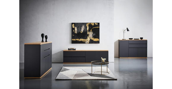 SIDEBOARD 184/93/42 cm  in Graphitfarben, Eiche Artisan  - Schwarz/Graphitfarben, Design, Holzwerkstoff/Kunststoff (184/93/42cm) - Xora