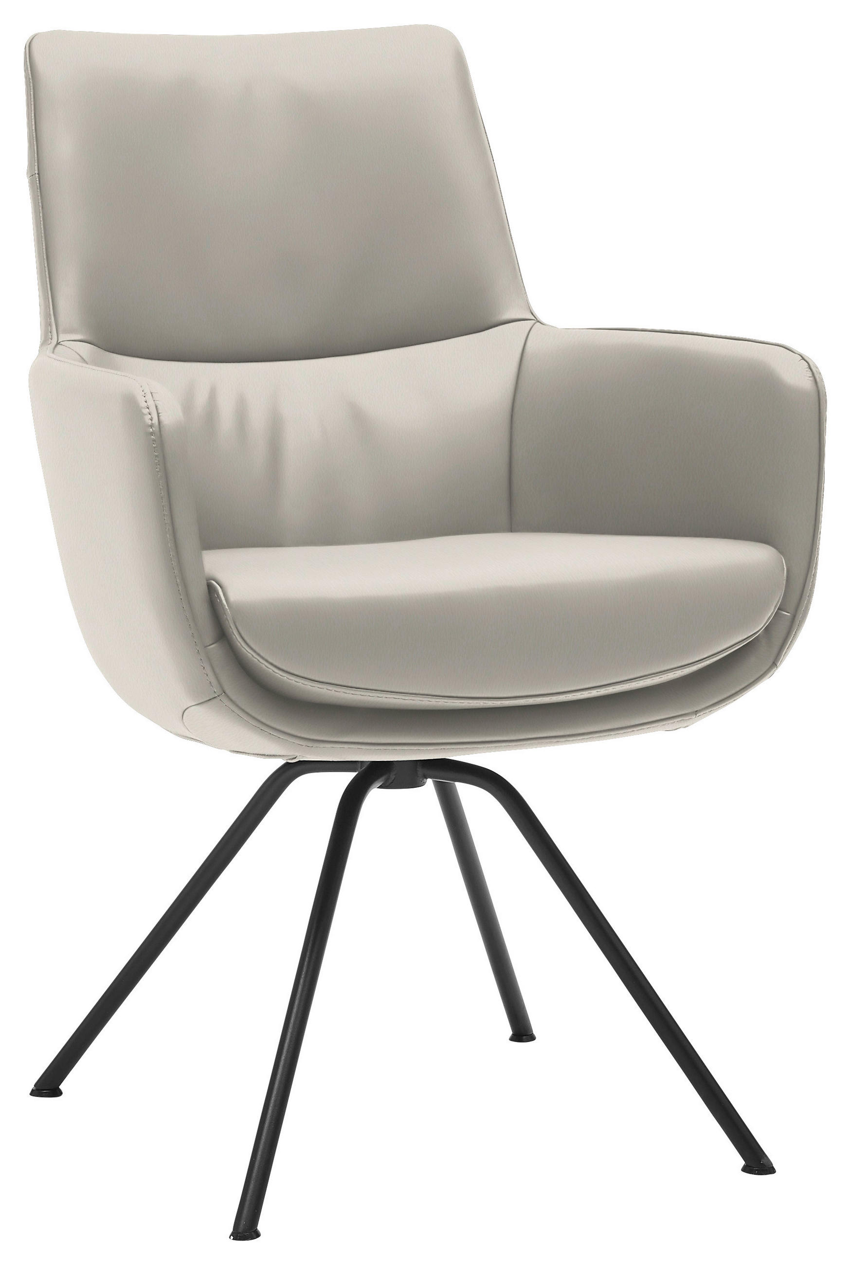 ARMLEHNSTUHL  in Stahl  - Creme/Schwarz, Design, Leder/Metall (60/90/61cm) - Dieter Knoll