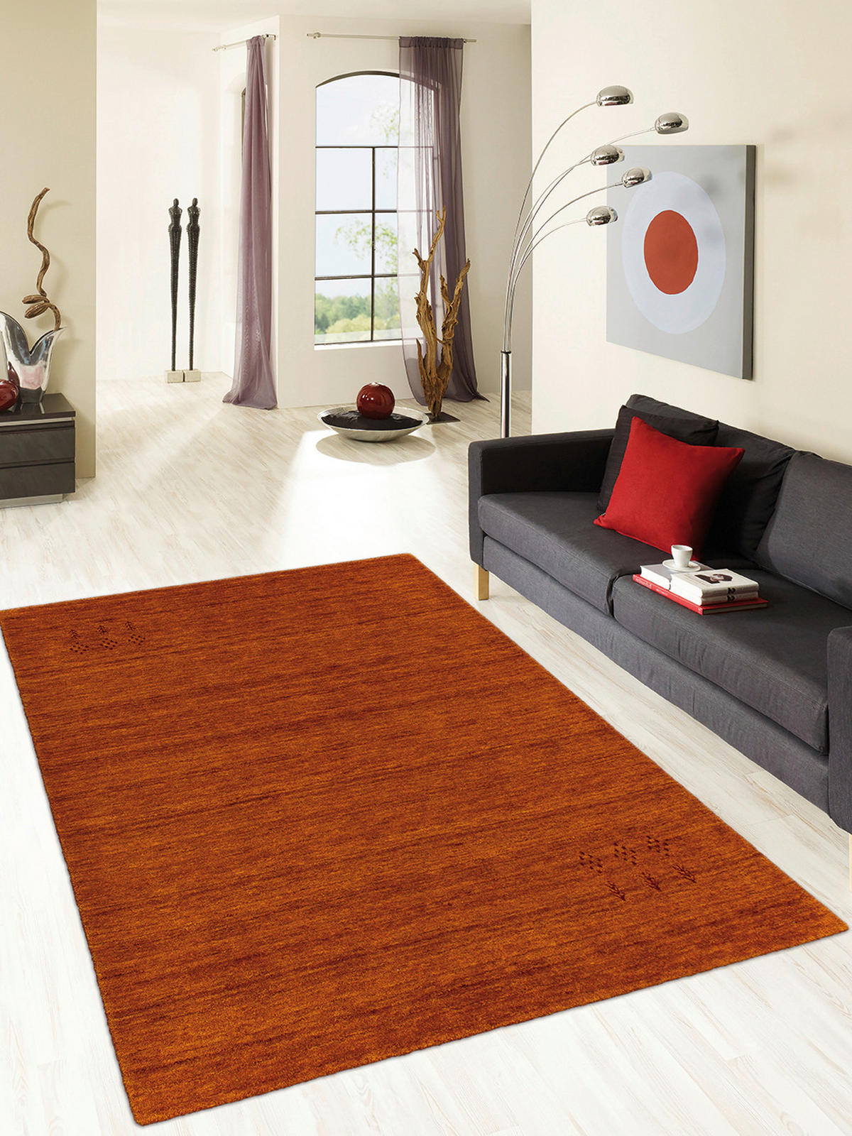 WOLLTEPPICH 40/60 cm Katalog 01/2021 Indien Orange, Hellrot, Kupferfarben, Dunkelorange rechteckig  - Hellrot/Dunkelorange, Basics, Textil (40/60cm) - Cazaris