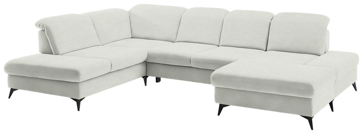 WOHNLANDSCHAFT Chenille Naturfarben  - Schwarz/Naturfarben, Design, Textil/Metall (255/364/198cm) - Beldomo Style